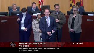 Proclamation recognizing White Cane Awareness Day, by Council President Glass
