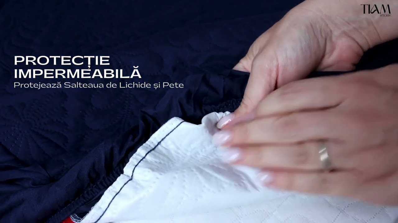 Husă premium de pat impermeabilă TiamStore: Matlasată, moale și fină la atingere