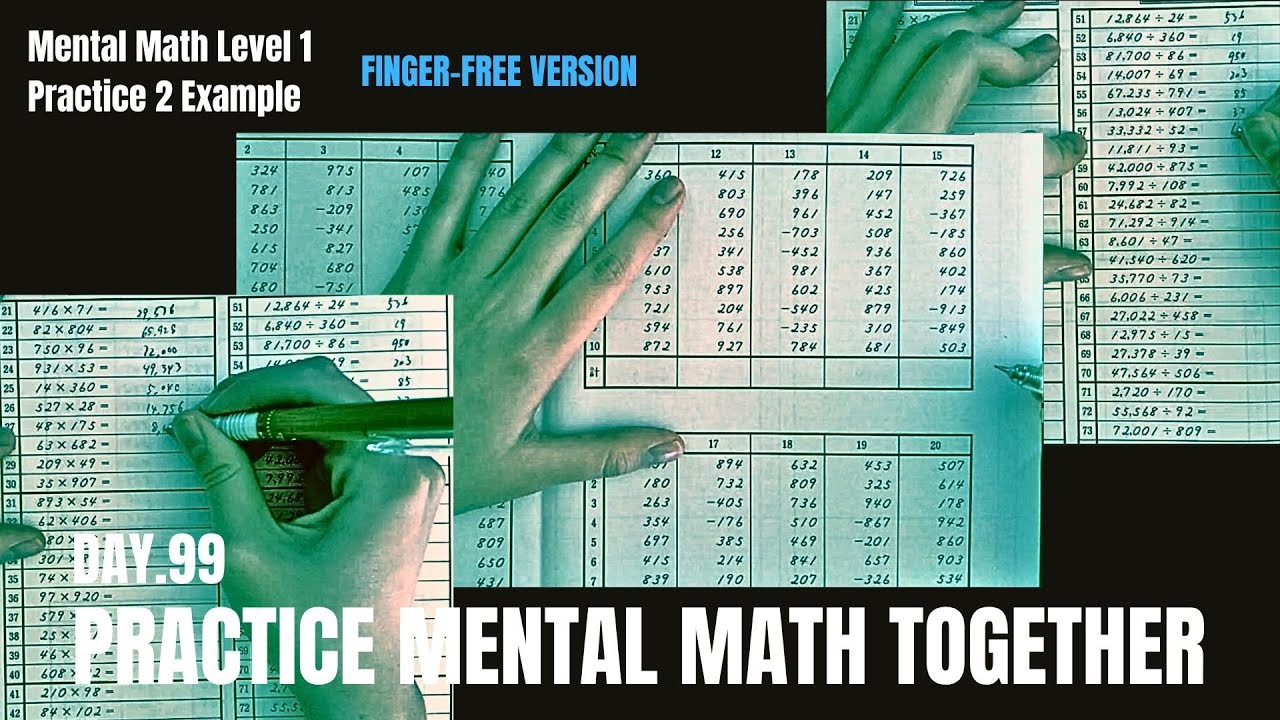 暗算1級 練習問題2 満点お手本（指なしver.）｜珠算検定対策 -Mental