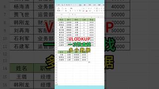Vlookup函数一次性查找多个数据#excel #wps #函数 #文员 #0基础学电脑