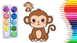 Mewarnai Monyet Ceria 🐒 | Belajar Warna untuk Anak-anak 🌈