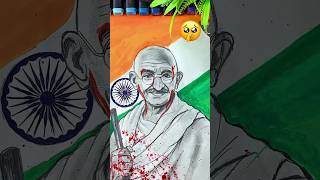 Painting Mahatma Gandhiji 🫡🥹 with Pin 📌 #shorts #trending #drawing