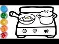 Let's start drawing and coloring for kids STOVE!  kids drawing lessons