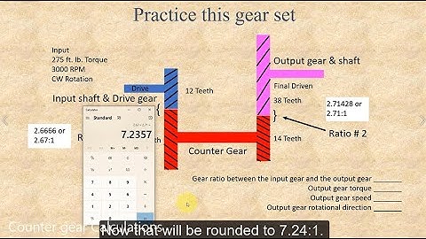 How to Calculate the Gear Ratio and speed and torque changes when a counter gear is used.