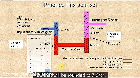 How to Calculate the Gear Ratio and speed and torque changes when a counter gear is used.
