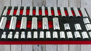 Britool Hallmark MBSDSET38 - 38pc Standard & Deep Bi-hex (12-point) Socket Set in Tool Control Foam