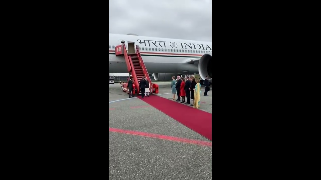 Danish PM Frederiksen receives PM Modi at airport upon his arrival in Copenhagen