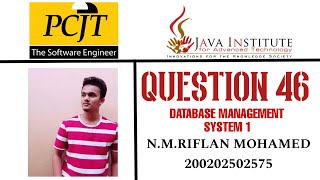 Question Set 46 | Database Management System | Java Institute | Riflan Mohamed