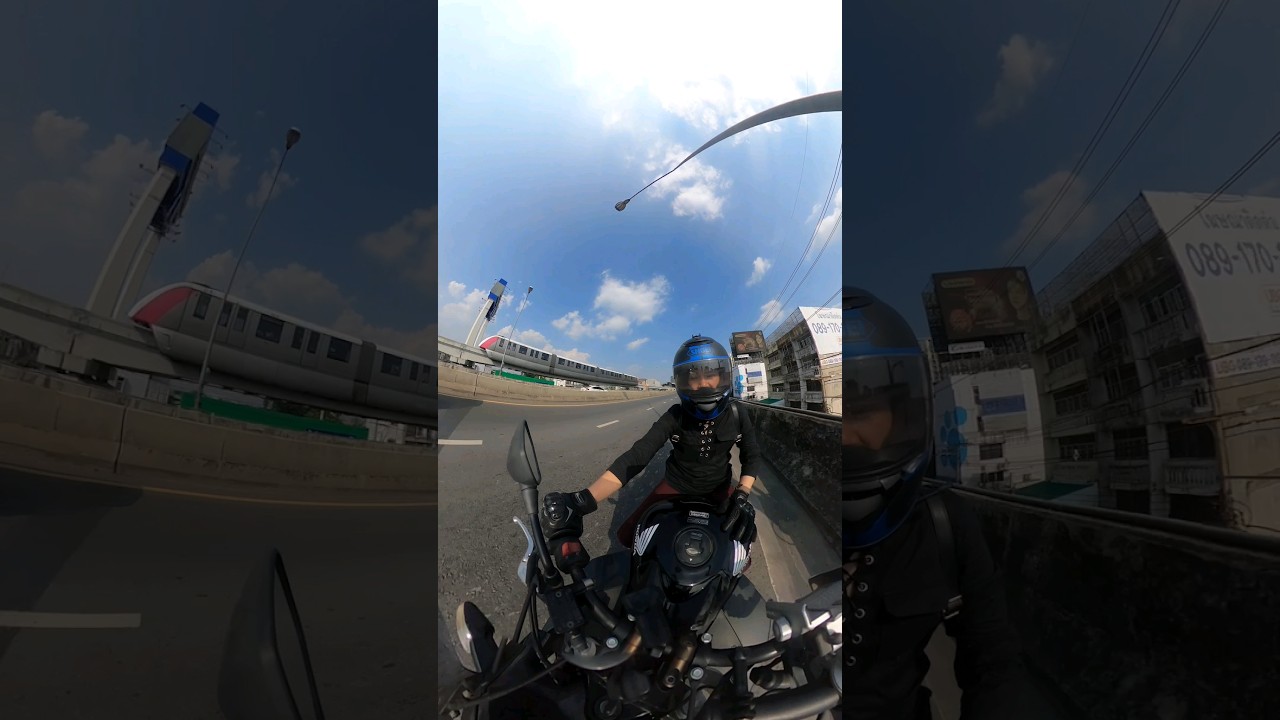 Riding with The Pink Monorail 🚝  #motorcycle  #biker #bikelover  #bangkok