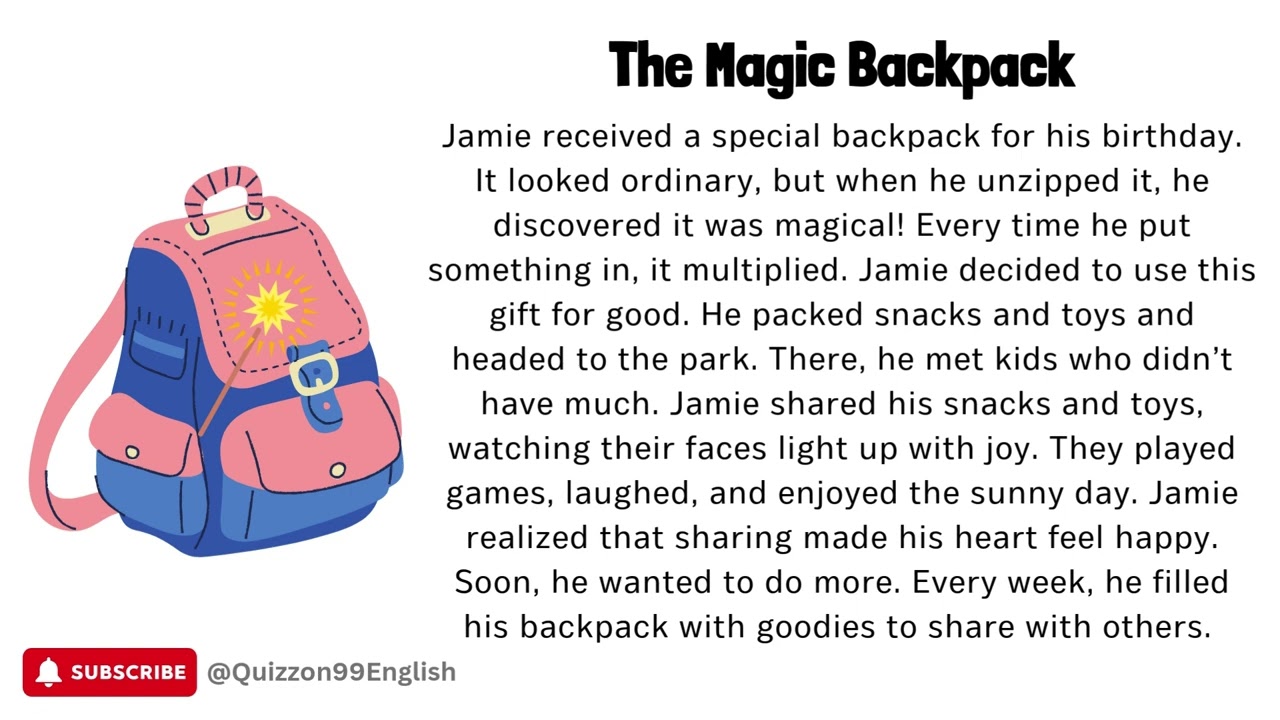 The Magic Backpack Adventure | Improve English Skills by Listening & Reading