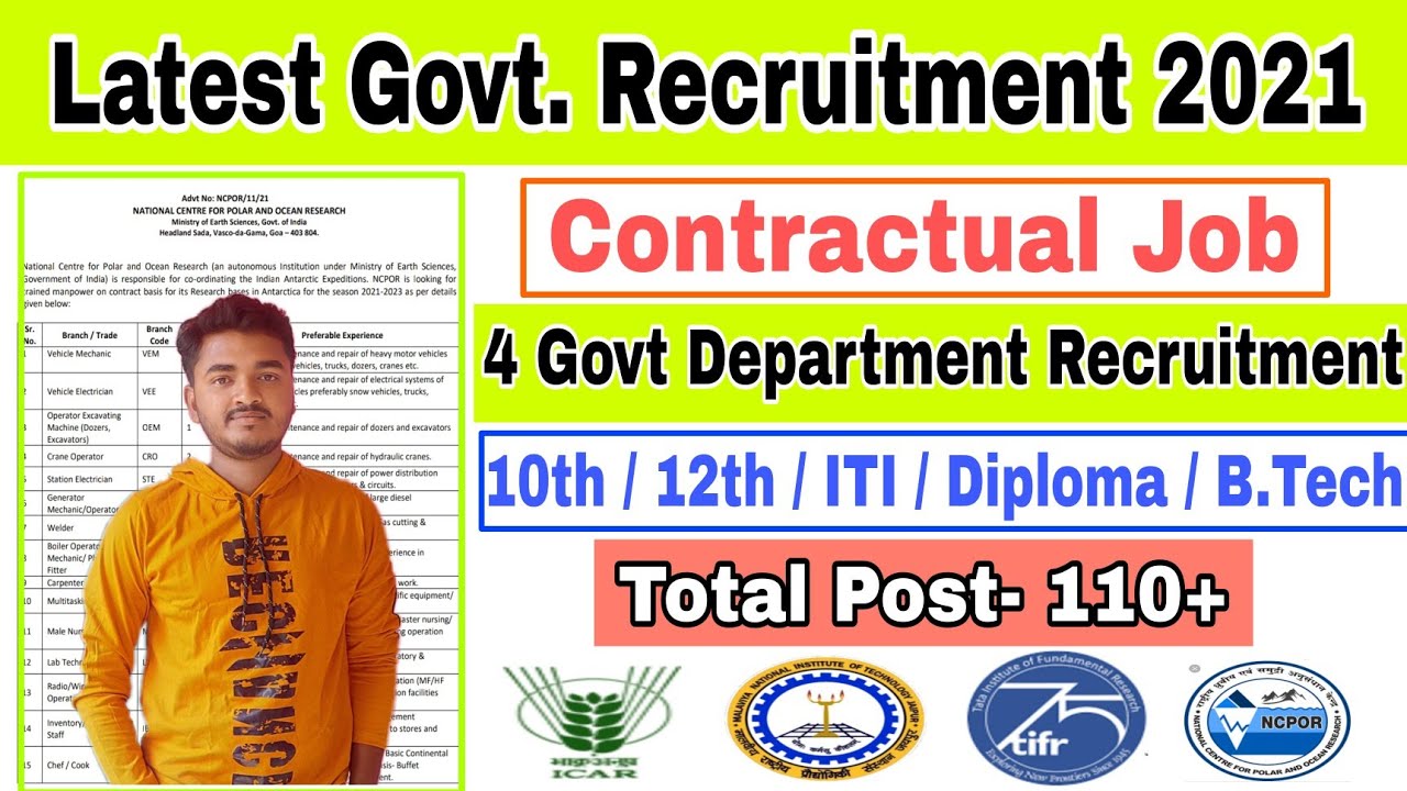 NCPOR Recruitment 2021 || ICAR Recruitment 2021 || TIFR Recruitment 2021 || MNIT Recruitment 2021