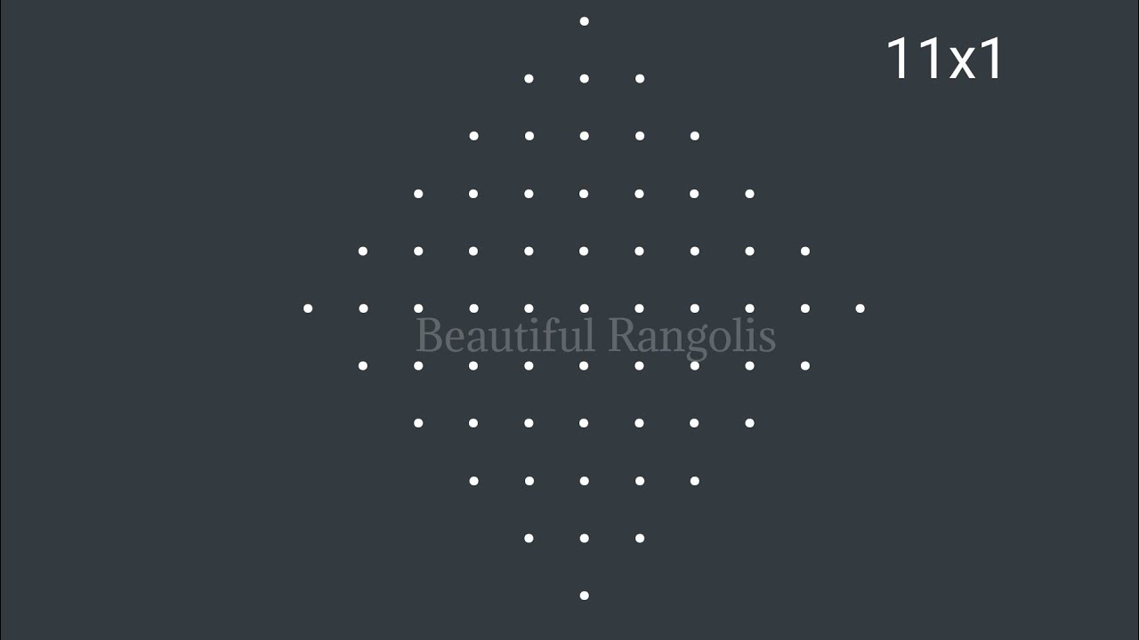 11*1 dots beautiful rangoli ... easy rangoli with 11 dots