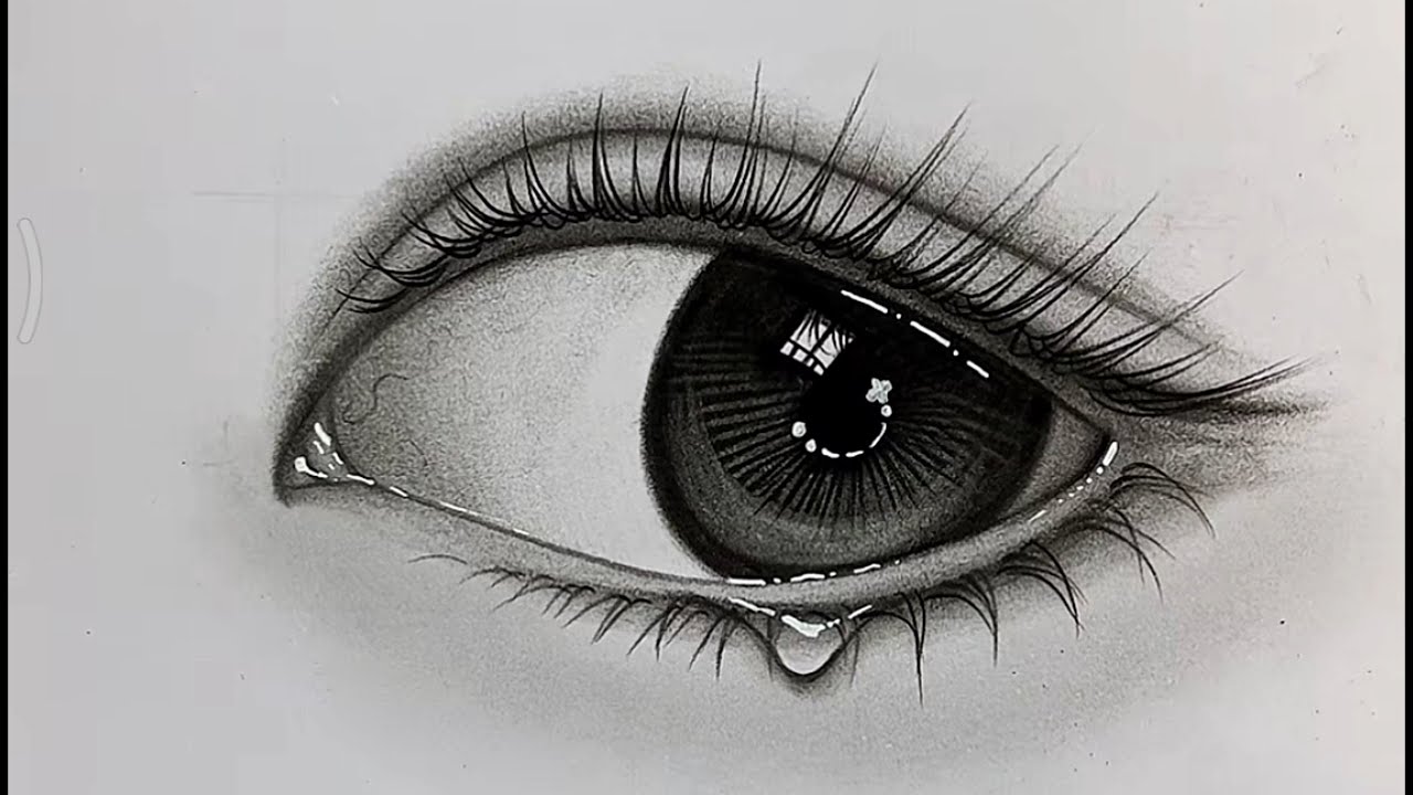 How to draw an eye with teardrop for Beginners - Easy Way To Draw A Realistic Eye