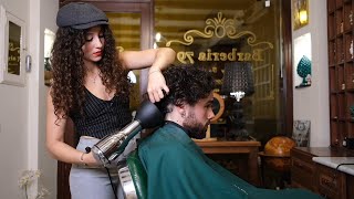 ASMR 💈LADY BARBER & JOHNNY “THE STREET ARTIST” Italian Barber #asmr #barber