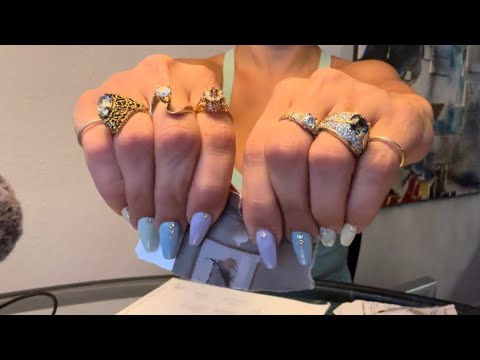 ASMR junk mail ripping, wearing lots of rings and bracelets