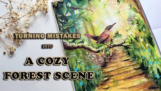 Turning a Coloring Mistake into a Cozy Forest Scene | Oil Pastel Tutorial