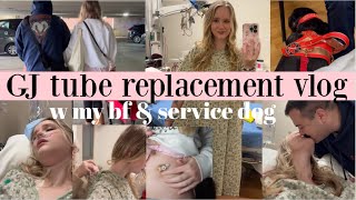 gj tube replacement procedure vlog chronic illness behind the scenes w my service dog