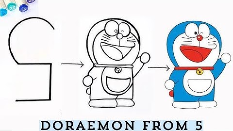 How to Draw Doraemon from Number 5 | Easy Doraemon Drawing Trick | Drawing from numbers