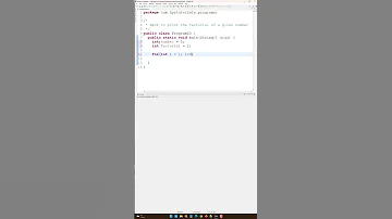 Write A Java Program To Print The Factorial Of A Given Number Java Shorts 