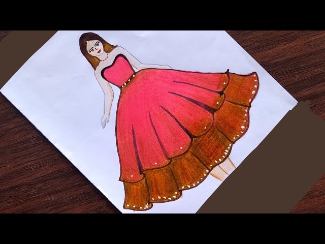 princess barbie dress drawing Barbie Girl Dress Drawing // How to Draw a Girl with Barbie Princess Dress