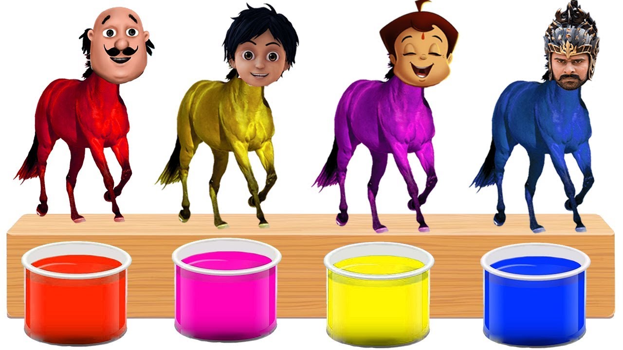 Bathing Colors Fun l Motu Shiva Bahubali Chhota Bheem Head House l Colors for Children to Learn