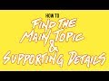 How to find the main topic and supporting details