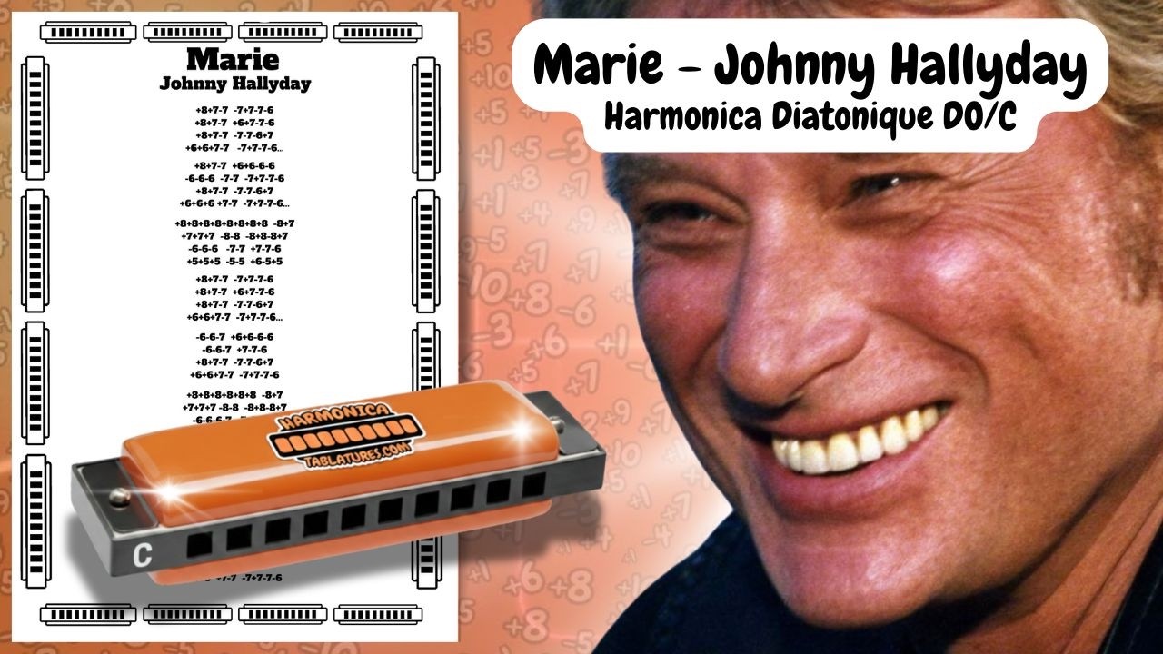 MARIE DE JOHNNY HALLYDAY , tablature GRATUITE pour harmonica diatonique Do (C)