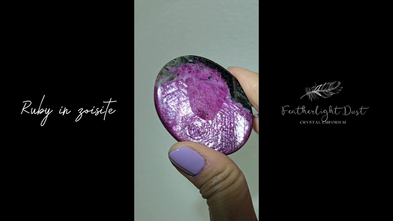 Ruby in zoisite cabochon with hexagonal prism and UV - RBY122