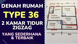 Desain Denah Rumah Type 36 2 Kamar Tidur Zigzag Sederhana Dan Terbaik