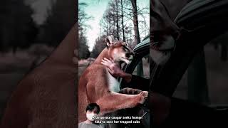a desperate cougar seeks human help to save her trapped cubs #animalrescue