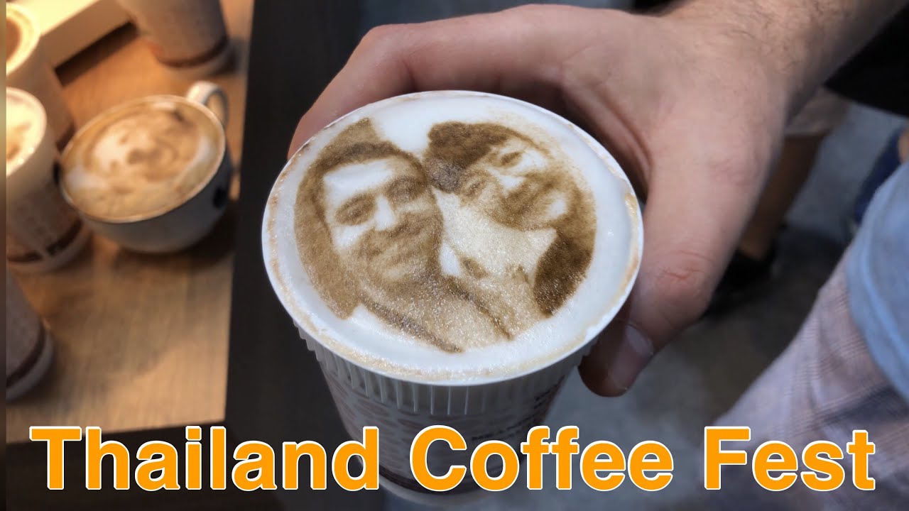 ESTUPENDO "ARTE LATTE" en el Festival del Café de Tailandia |  Impresión fotográfica de arte latte