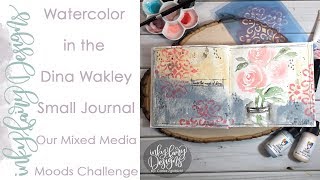 Watercoloring in the Dina Wakley Media Small Journal @inkyfairydesigns