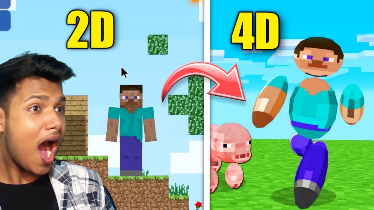 Playing Minecraft In 5D, 4D, 2D, And 1D - YouTube
