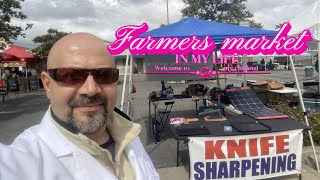 Farmers market, sharpening knives ￼