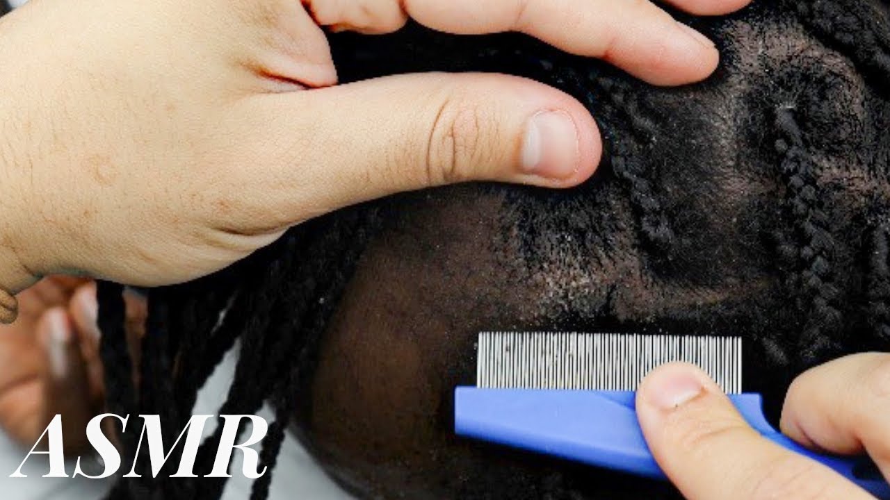 ASMR SCRATCHING & BRUSHING Between My Wife’s Braids as she SLEEPS 😴