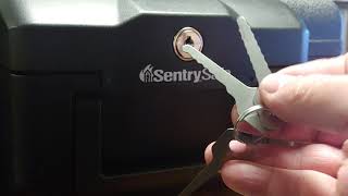 Sentry safe - easily defeated. Covert, no key, no impacts, easy jiggler