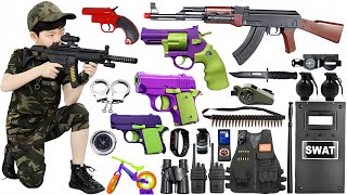 Special police weapon unboxing video, M416,AK-47 rifle, unboxing toy video, gas mask, axe, pistol,