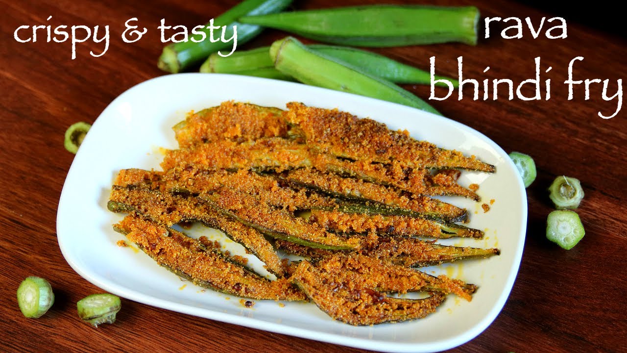 bhindi rava fry recipe | crispy okra rava fry | ladies finger fry recipe | Hebbar Kitchen