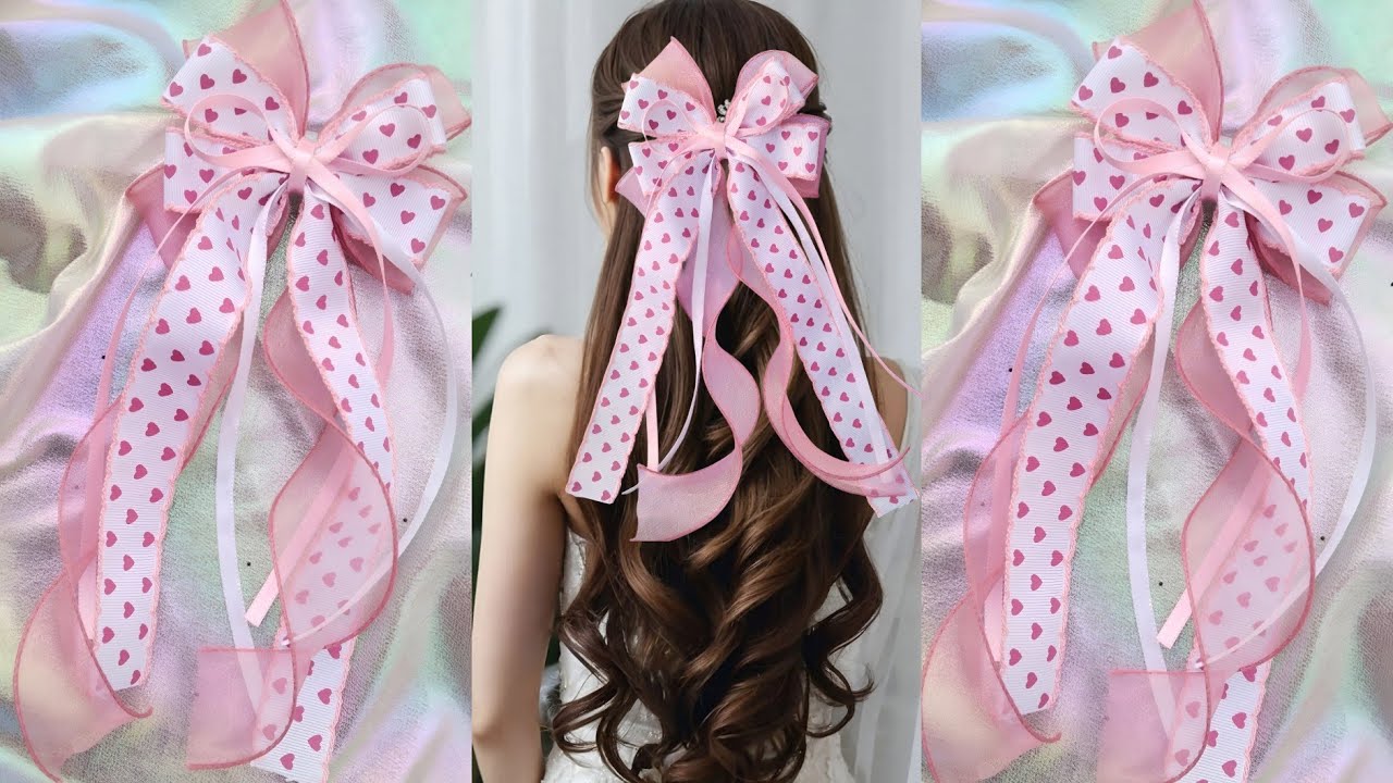 Luxury Heart Ribbon Hair Bow 🎀 | Long Tail Bow for Girls & Women | Vleza Wholesale Hair Accessories