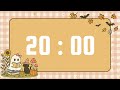 20 Minute Timer | With Alarm Bell &amp; No Music | Cute Halloween Reading Ghost 👻🦇