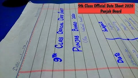 9th Class Official Date Sheet 2020 | Punjab Board | Bise Sahiwal