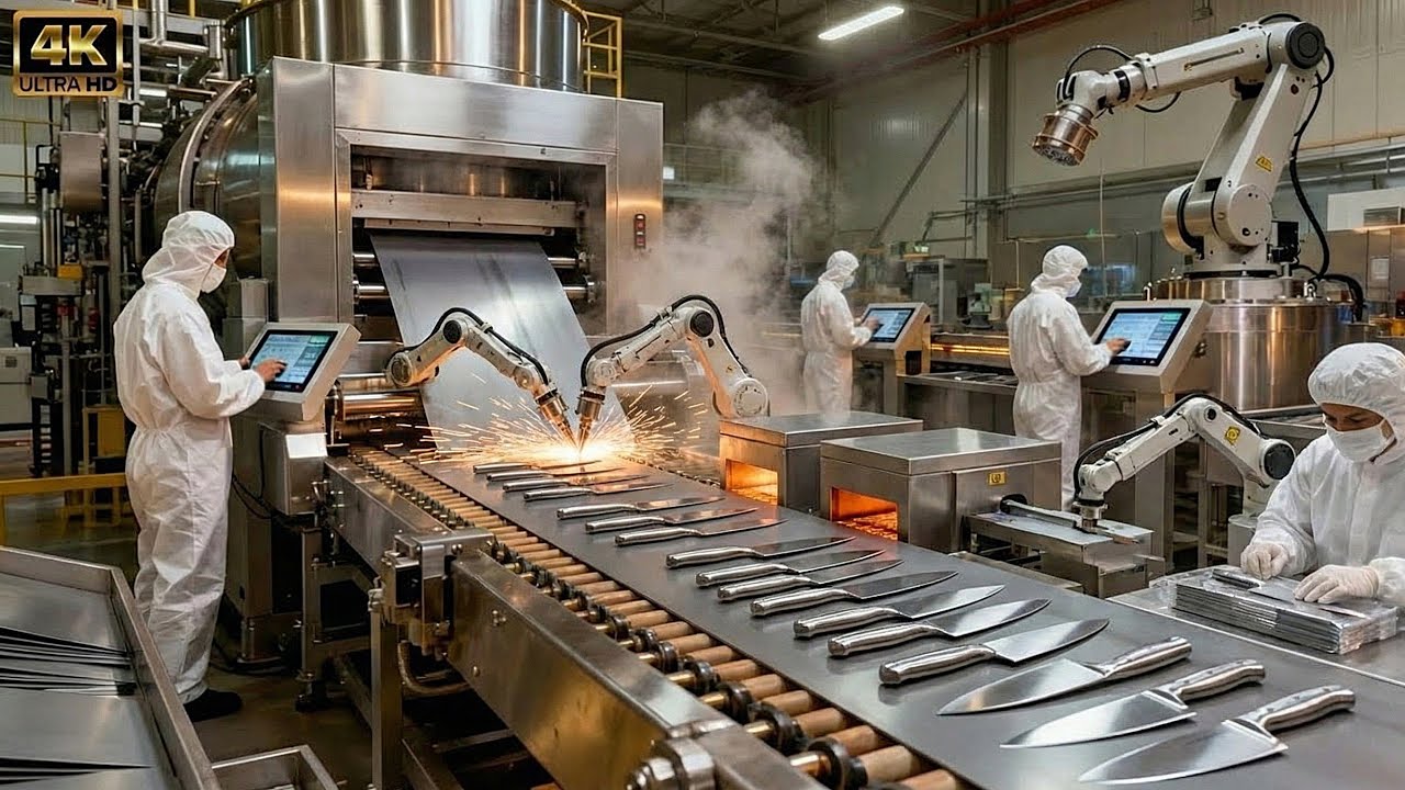 Inside A Modern Knife Factory: From Raw Steel To Razor Sharp Chef's Knife (Full Process)