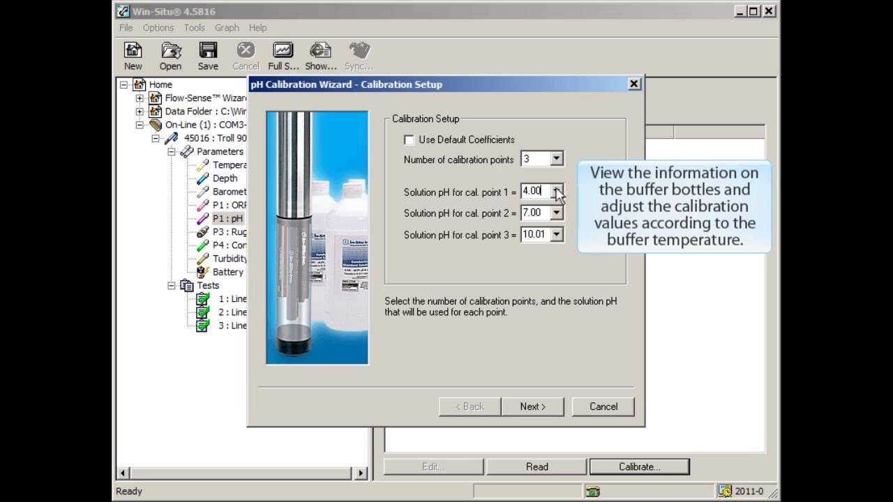 TROLL 9500 3-point pH Calibration