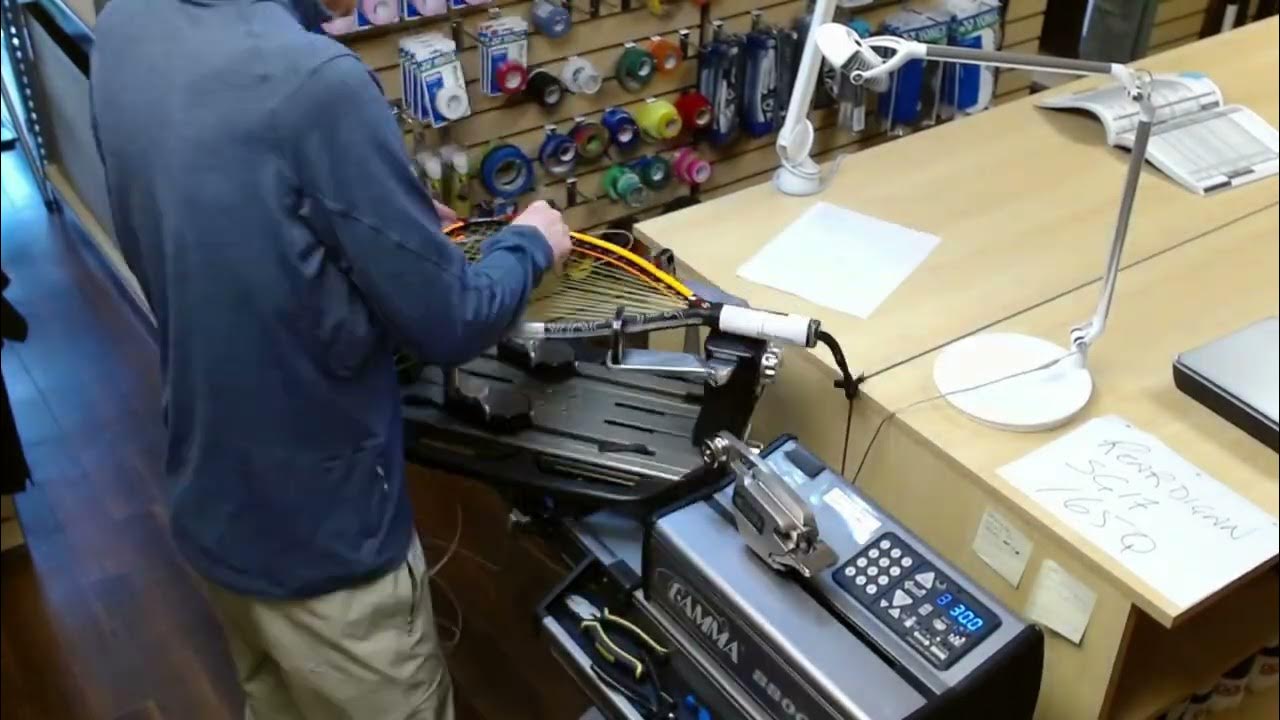 Time Lapse How to String a Gear Box 165Q Racquetball Racquet