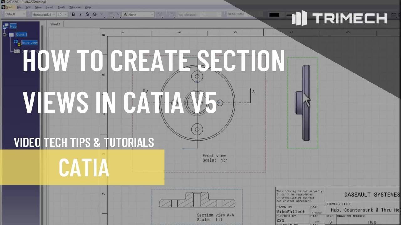 How to Create Section Views in CATIA V5 - YouTube