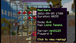 Hypixel Bedwars 4v4 Party Speedrun 55s (READ DESCRIPTION)
