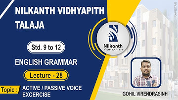 ACTIVE/PASSIVE VOICE EXERCISE l ENGLISH GRAMMAR l LECTURE-28 l VIRENDRASINH GOHIL