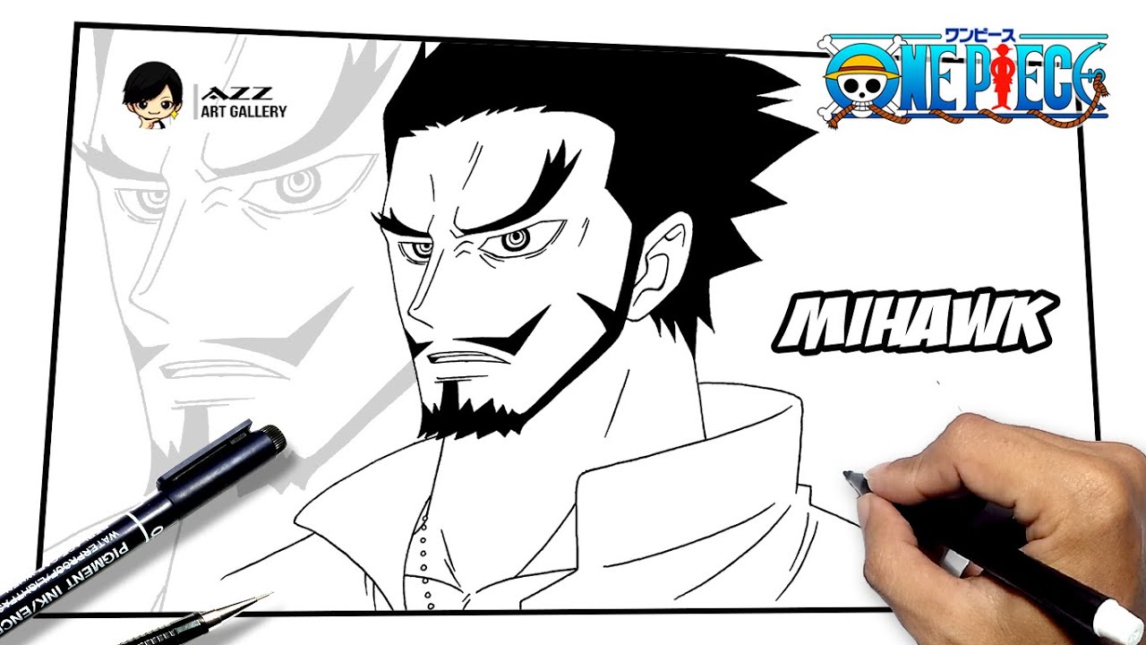 Como desenhar e colorir o DRACULE MIHAWK (o Melhor Espadachim do Mundo) -  One Piece #1 