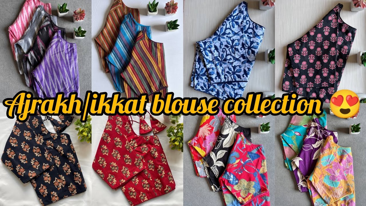 104 Blouse designs!!Latest blouse collection!! Ikkat cotton/Ajrakh cotton Blouses!!Summer collection