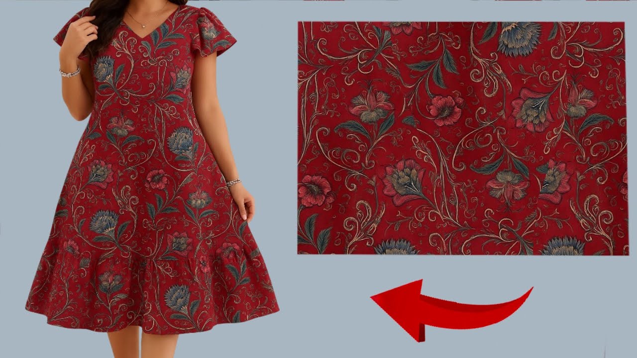 ♥️ New Very Simple Very Cute So Easy Pattern Dresses Tutorial💃Only 1  5 meter fabric Only 10 Minute